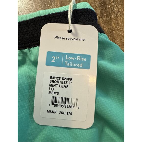 Rabbit Running Shorts Mens Blue Mint Leaf Shorteez 2" Lightweight Lined Pocket L - Picture 3 of 6